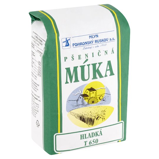 Pšeničná múka hladká T650 1 kg, Mlyn Pohronský Ruskov. / 1ks