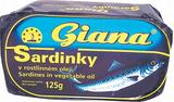 Sardinky v rastlinnom oleji 125g, Giana. 1,20 € s DPH